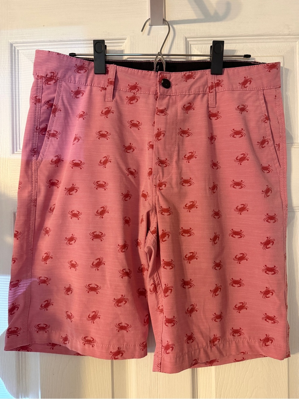 Atlantis Pink Crab-Print Men's Swim Board Shorts